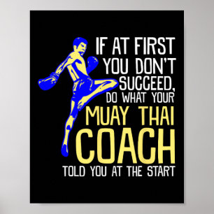 Poster Entraîneur de Muay Thai drôle Boxe Design