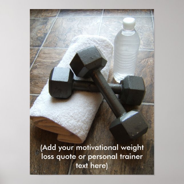 Poster Entraîneur personnel ou Fitness Dumbells Serviette (Devant)