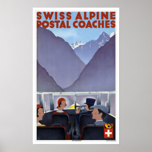 Poster Entraîneurs postaux alpins suisses - Vintage voyag