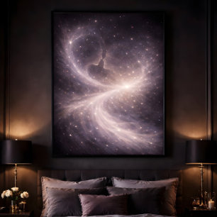Poster Entre étoiles silencieuses – Amour céleste rêveur