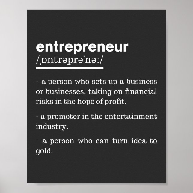 Poster Entrepreneur Définition Amusant Propriétaire d'ent (Devant)