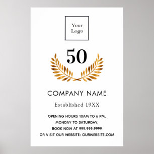 Poster Entreprise nom établi or blanc