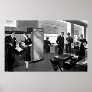 Poster Entreprise Vintage, Hommes d'Affaires Bureau de Di