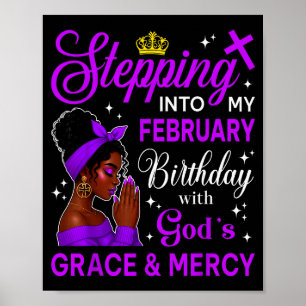Poster Entrer Dans Mon Anniversaire De Février Noir Afro