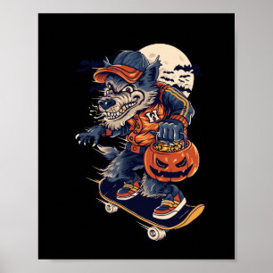 Poster entrewolf en halloweeen