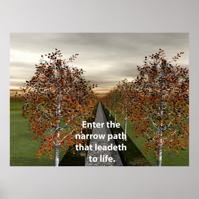 Poster Entrez dans le chemin étroit qui mène à la vie. (Devant)