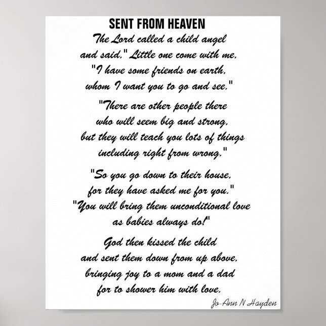Poster ENVOYÉ PAR HEAVEN poème (Devant)