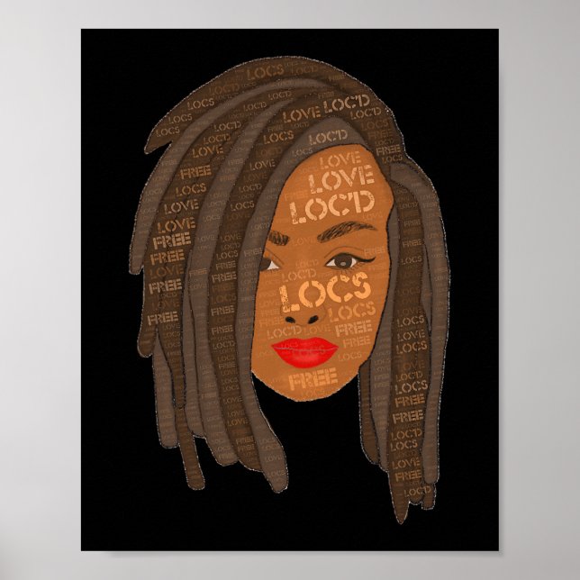 Poster Épais Locaux Black Woman Dreadlock Art (Devant)