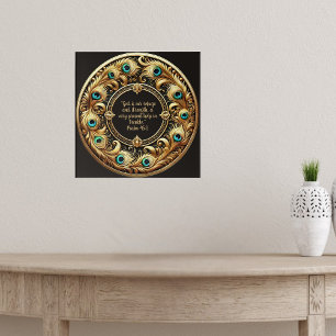 Poster Epais Peacock Cadre de plumes Versets de la Bible