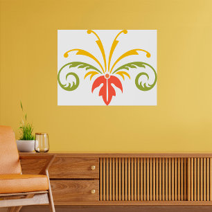 Poster Épanouissement Floral Élégant Parchemin Botanique 