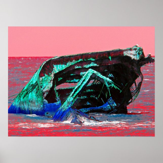 Poster Épave Abstraite rose (Devant)