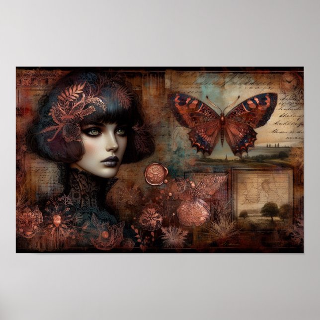 Poster Ephemera Victorian Lady Gothic Butterfly (Front)