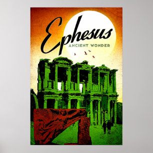 Poster Éphèse, merveille antique, Turquie, voyage vintage