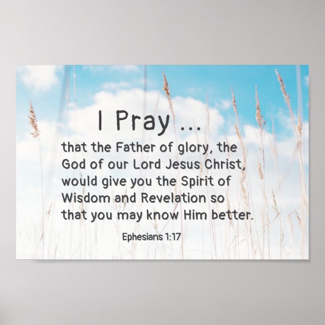 Poster Éphésiens 1:17 Prière biblique pour la révélation  (Devant)