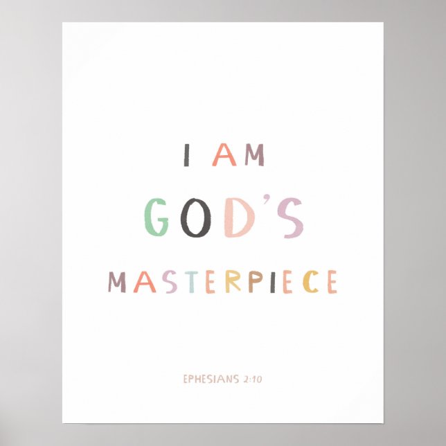 Poster Éphésiens 2:10 Je suis le chef-d'oeuvre de Dieu (Devant)