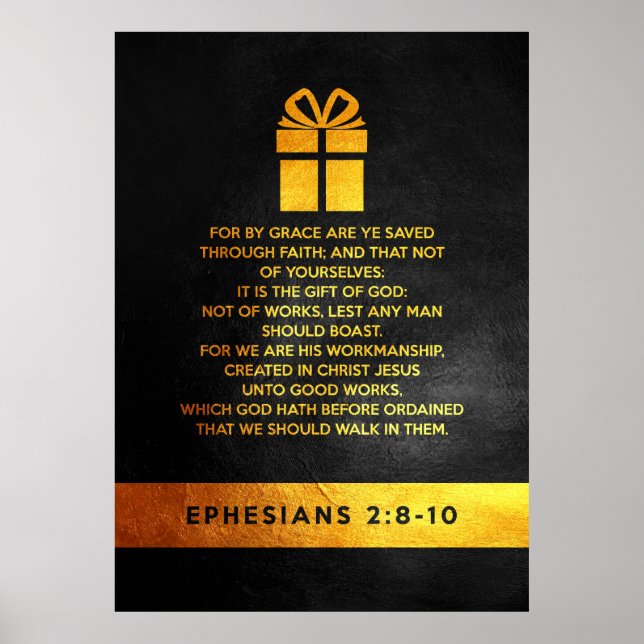 Poster Éphésiens 2:8-10 Verse de la Bible (Devant)