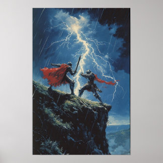 Poster Epic Chevalier Duel dans la tempête