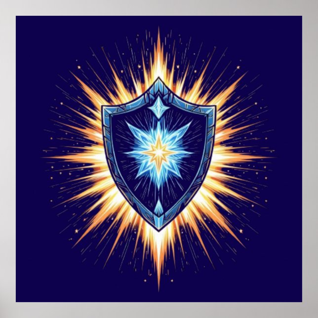 Poster Epic Fantasy Shield with Radiant Energy Burst – Ma (Devant)