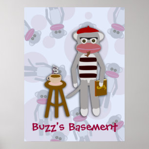 Poster Epic Funny Retro Cool Beatnik Sock Monkey Dessin