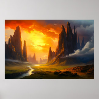 Poster Epic Rock Mountains - Imaginaire Art