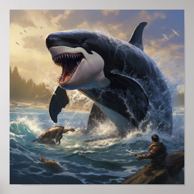 Poster Epic Shodown : Orca Gigantesque contre Megalodon P (Devant)
