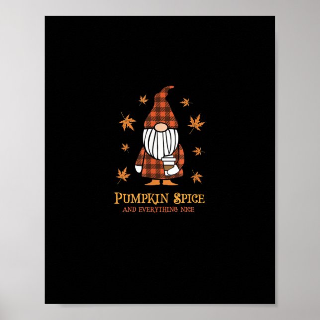 Poster Épice citrouille Et Tout Nice Automne Gnome Boire (Devant)