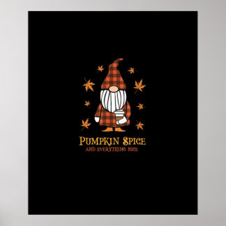 Poster Épice citrouille Et Tout Nice Automne Gnome Boire