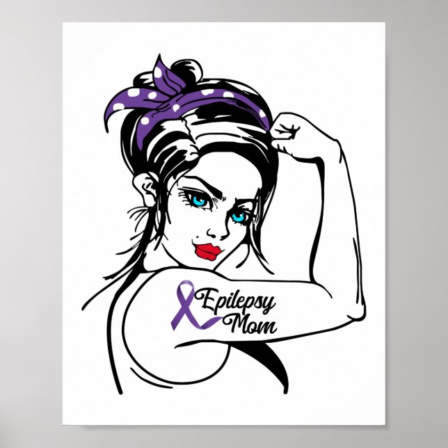 Poster Epilepsie Maman Sensibilisation Rosie Riveter Ribb (Devant)