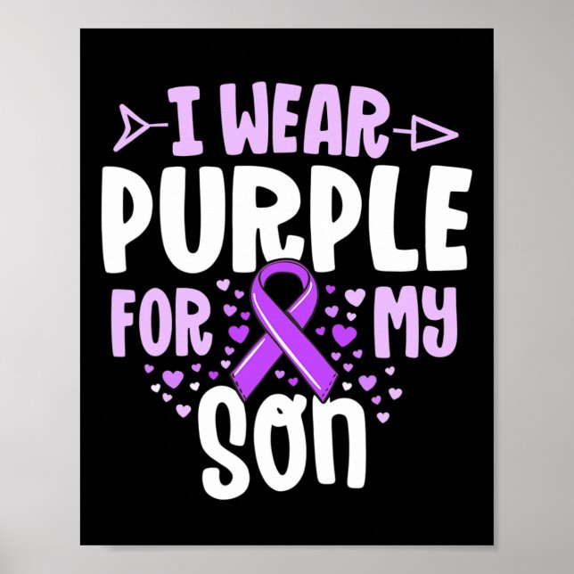 Poster Epilepsy Ribbon Je Porte Violet Pour Mon Fils Don  (Devant)