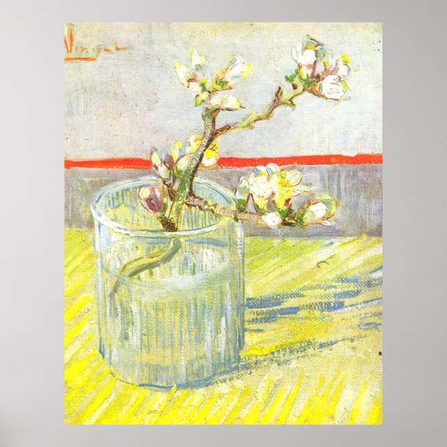 Poster Épingle d'amande fleurie dans un van en verre Gogh (Devant)