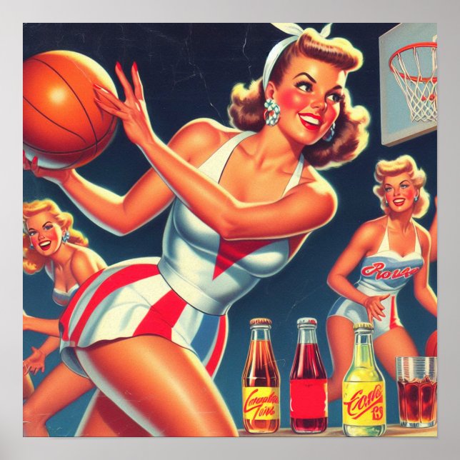 Poster Épingle de basketball rétro (Devant)