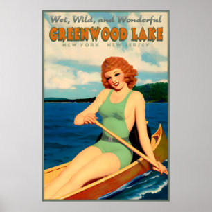 Poster Épingle de voyage rétro Greenwood Lake New York Je