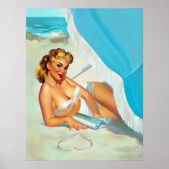 Poster Épingle du coeur de sable vers le haut (Devant)
