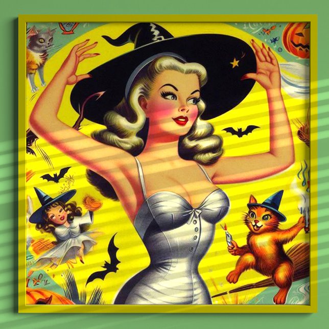 Poster Épingle rétro Halloween sorcière (Créateur téléchargé)