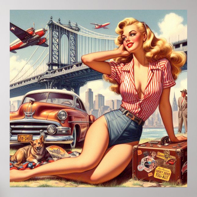 Poster Épingle vintage Blonde (Devant)