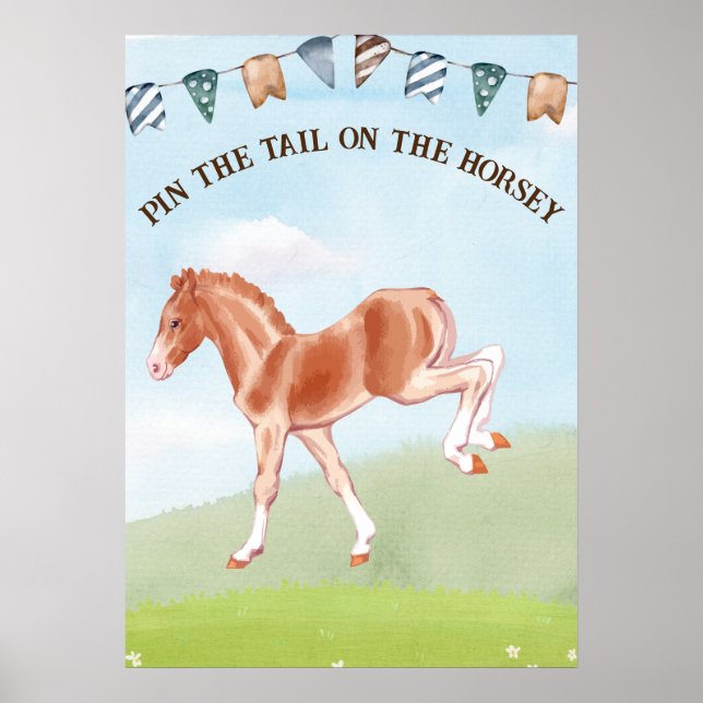 Poster Épingler la queue sur le jeu de cheval pour les en (Devant)