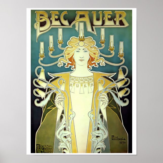 Poster Époque victorienne Art Nouveau Éclairage au gaz (Devant)