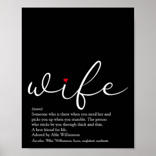 Poster Épouse Définition Script Chic Rouge Amour Coeur Am
