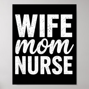 Poster Épouse maman infirmière typographie en détresse fê