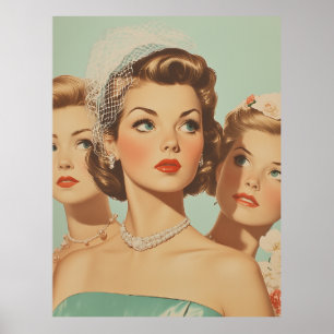 Poster Épouses rétro en style