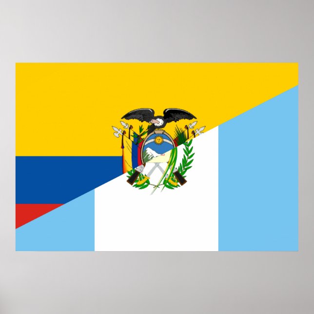 Poster Equateur Guatemala - symbole du pays à demi drapea (Devant)