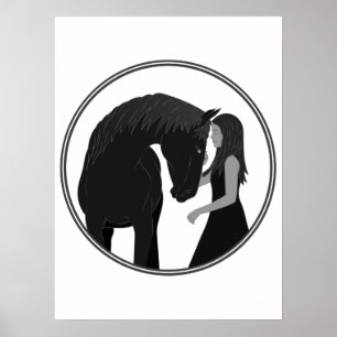 Poster Équestre équestre fille et cheval