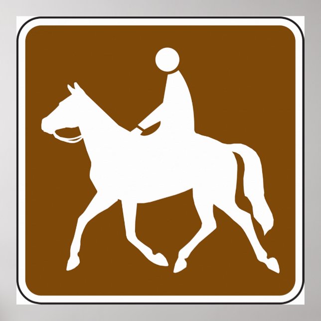 Poster Equestrian Trail Riding Horse Silhouette Icon (Devant)