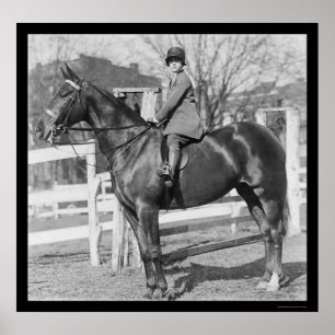 Poster Equestrienne fille sur son cheval 1926