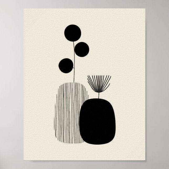 Poster Équilibre Botanique – Illustration de Vase Minimal (Devant)