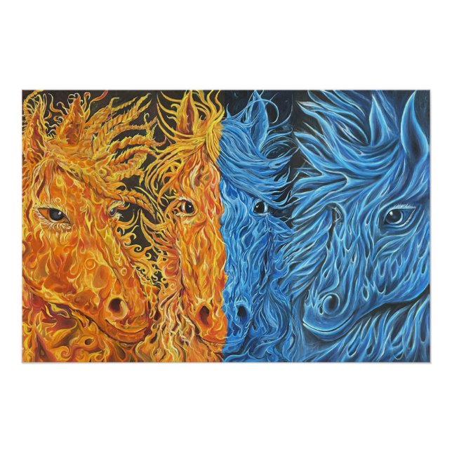 Poster Équilibre Éternel-Chevaux-Twin Flame Art- (Devant)