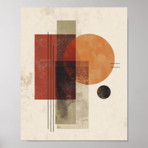 Poster Équilibre géométrique – Cercles et rectangle abstr