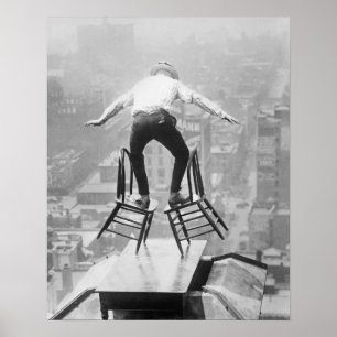 Poster Équilibre sur un Toit, 1910. Photo Vintage