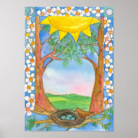 Équinoxe de printemps Nid d'oiseaux Sunshine Trees