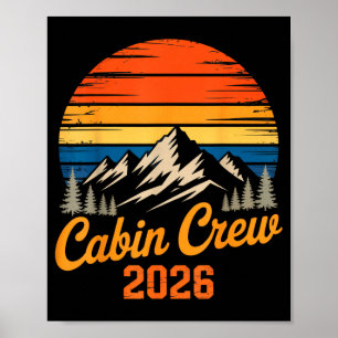 Poster Équipage de cabine 2026 montagne rétro coucher de